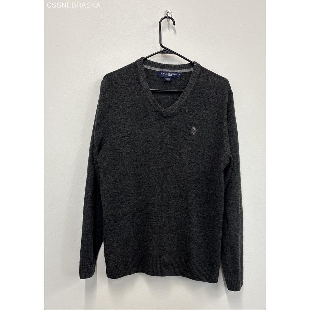 U.S. Polo Gray Association Dark Gray "V" Neck Sweater - Size‎ M